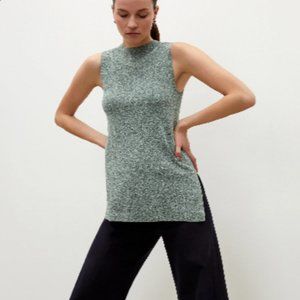 MM Lafleur Giulia Green Mock Neck Sleeveless Top